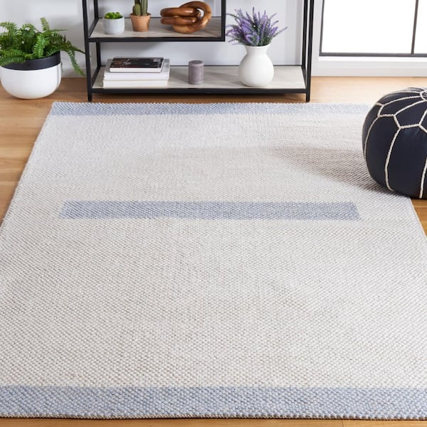 Natura 8 ft. x 10 ft. Ivory/Light Blue Geometric Border Area Rug
