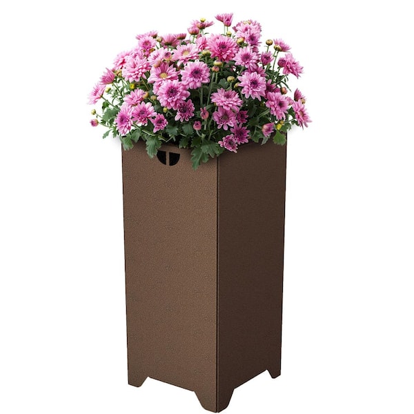 Pedestal Modern Planter 30 in. H x 13.5 in. L x 13.5 in. W Steel Square Outdoor Planter with Tools Included (1-Pack)