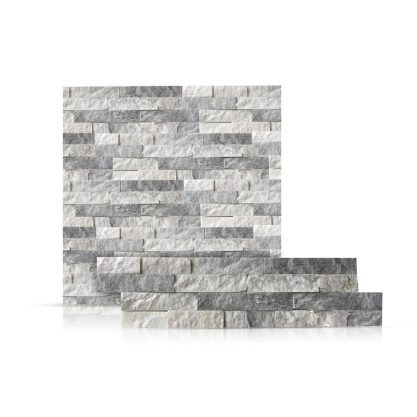 Prestige Stone & Granite Alaska White 6 x 24 in. Natural Stacked Stone Veneer Panel Siding Exterior/Interior Wall Tile (2-Boxes/12.84 sq. ft.)