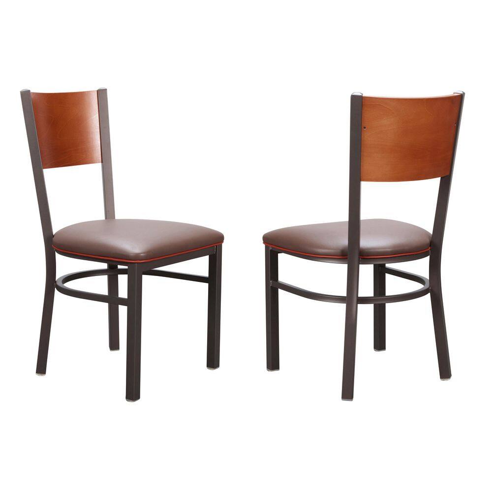 Luther Brown Faux Leather Dining Side Chair (Set of 2)