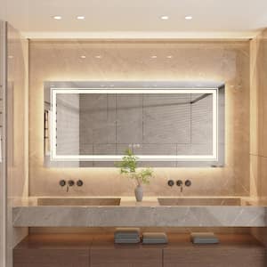 Modern 47 in. W x 24 in. H Extra Large Rectangular Frameless Anti-Fog Backlit Dual Front Led Wall Bathroom Vanity Mirror