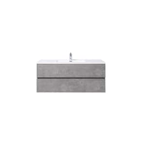 EDI 48.0 in. W x 18.70 in. D x 19.70 in. H Wood Melamine Vanity Set in Cement Grey with White Quartz Sand Surface Top