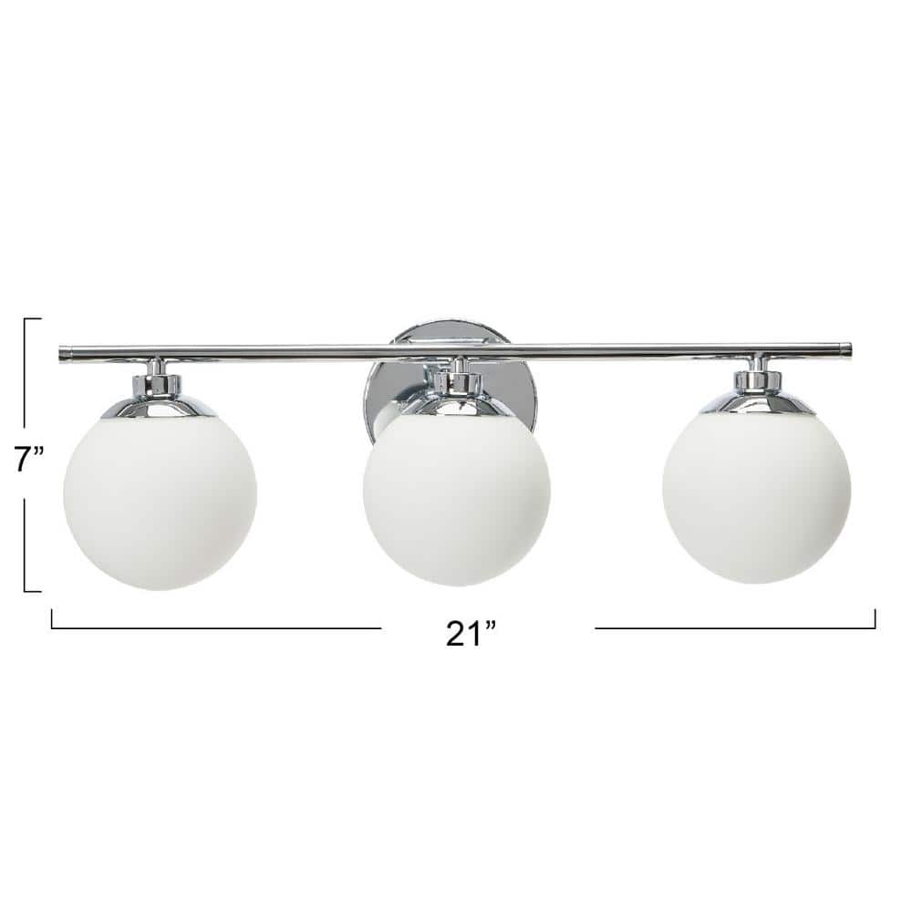 Lorne Chrome and Frosted Glass 3-Light Vanity Light