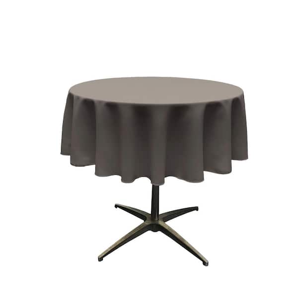 LA Linen 58 in. Round Charcoal Polyester Poplin Tablecloth
