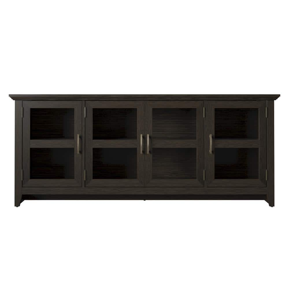 Twin Star Home 72 in. Mitchell Oak TV Stand with Doors Fits TV's up to 80 in with Adjustable Shelves