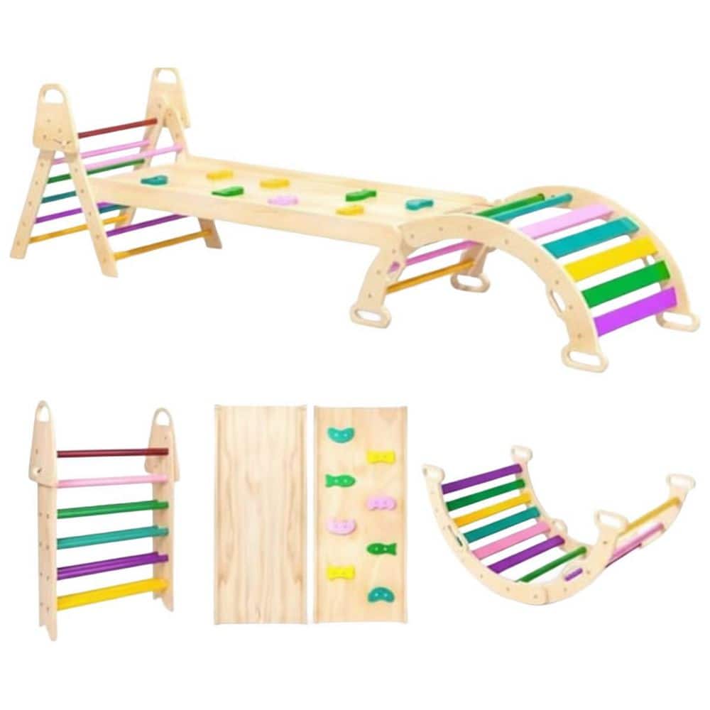 7-in-1 Large Pikler Triangle Set, Indoor Climbing Toys for Toddlers, Foldable Wooden Montessori Climbing Set with Arch price history on PriceWatchPro