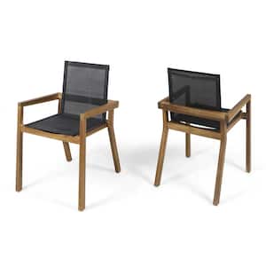 Diego Teak Stationary Wood Outdoor Dining Chair (2-Pack)