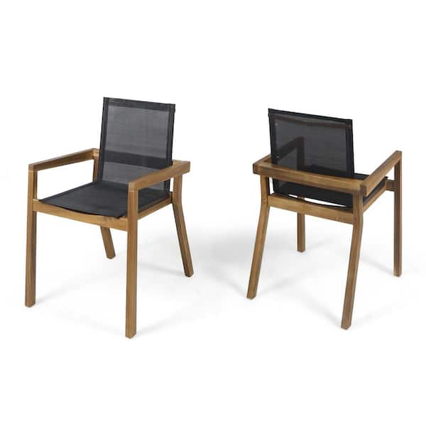 Diego Teak Stationary Wood Outdoor Dining Chair (2-Pack)