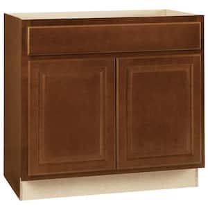 Hampton 36 in. W x 24 in. D x 34.5 in. H Assembled Base Kitchen Cabinet in Cognac with Drawer Glides
