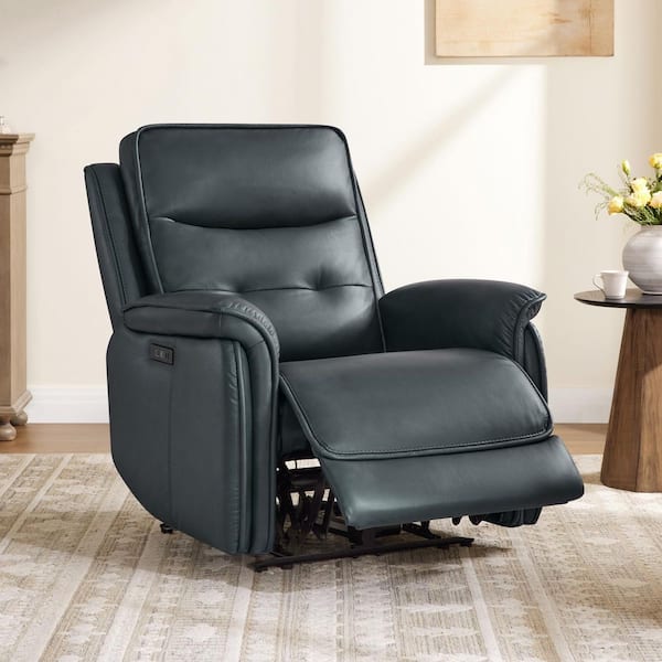Valeo Navy Top Grain Leather Power Recliner with Dual Motors, Zero Gravity, Power Headrest, Glide, USB and Type-C
