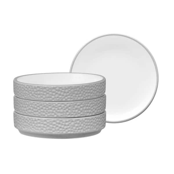 Colortex Stone Gray 3.75 in. Porcelain Mini Plates, (Set of 4)