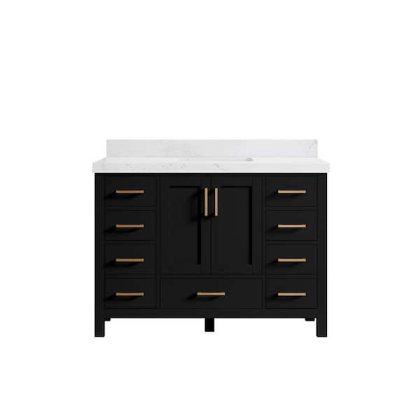 Willow Collections Malibu 48 in. W x 22 in. D x 36 in. H Single Sink Bath Vanity in Black with 2 in. Empire Qt. Top