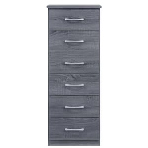 Boston 6-Drawer Gray Chest of Drawers (46 in. H x 18 in. W x 16 in. D)