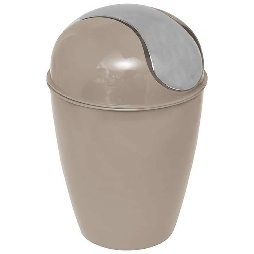 Evideco Soft Close Small Round Metal Bathroom Floor Step Trash Can Waste Bin 3-liters/0.8-gal Steel