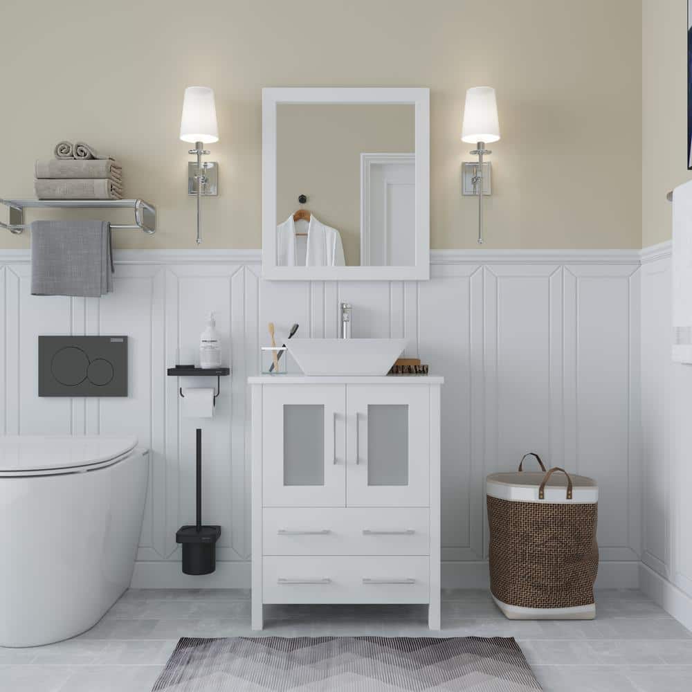 Vanity Art Ravenna 24 in. W Bathroom Vanity in White with Single