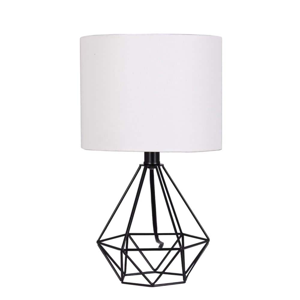 Hampton Bay Willet 15.5 in. Black Cage Accent Table Lamp