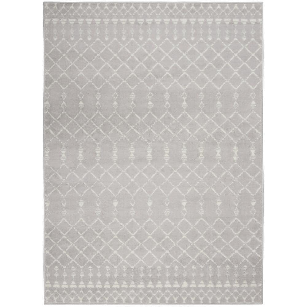 Nourison Whimsicle Grey 5 ft. x 7 ft. Geometric Bohemian Area Rug ...