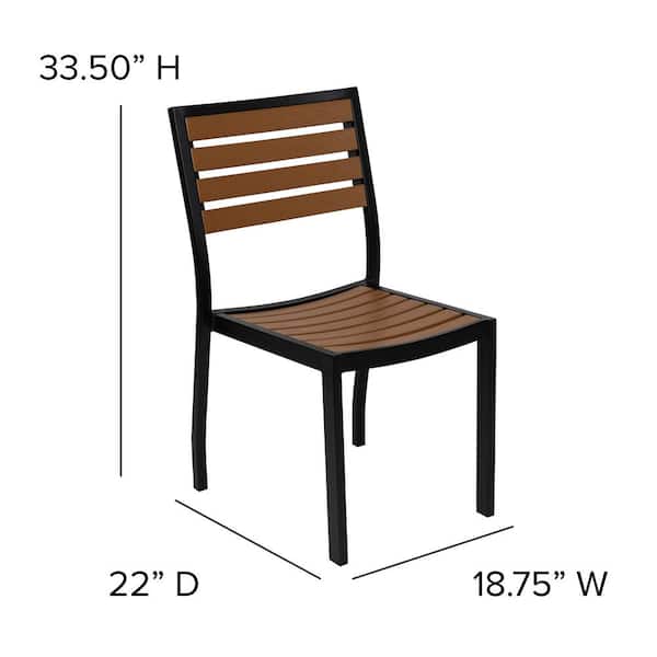 Carnegy Avenue Black Stationary Metal Outdoor Dining Chair In Faux Teak Cga Xu 452169 Te Hd Carnegy Avenue Black Stationary Metal, Outdoor Dining Chair Dimensions