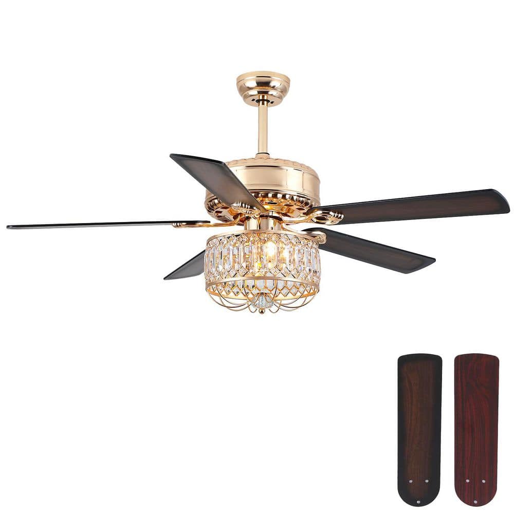 ちるらいふ Kviflon 52 in. Indoor Farmhouse Crystal Fandelier Gold Ceiling