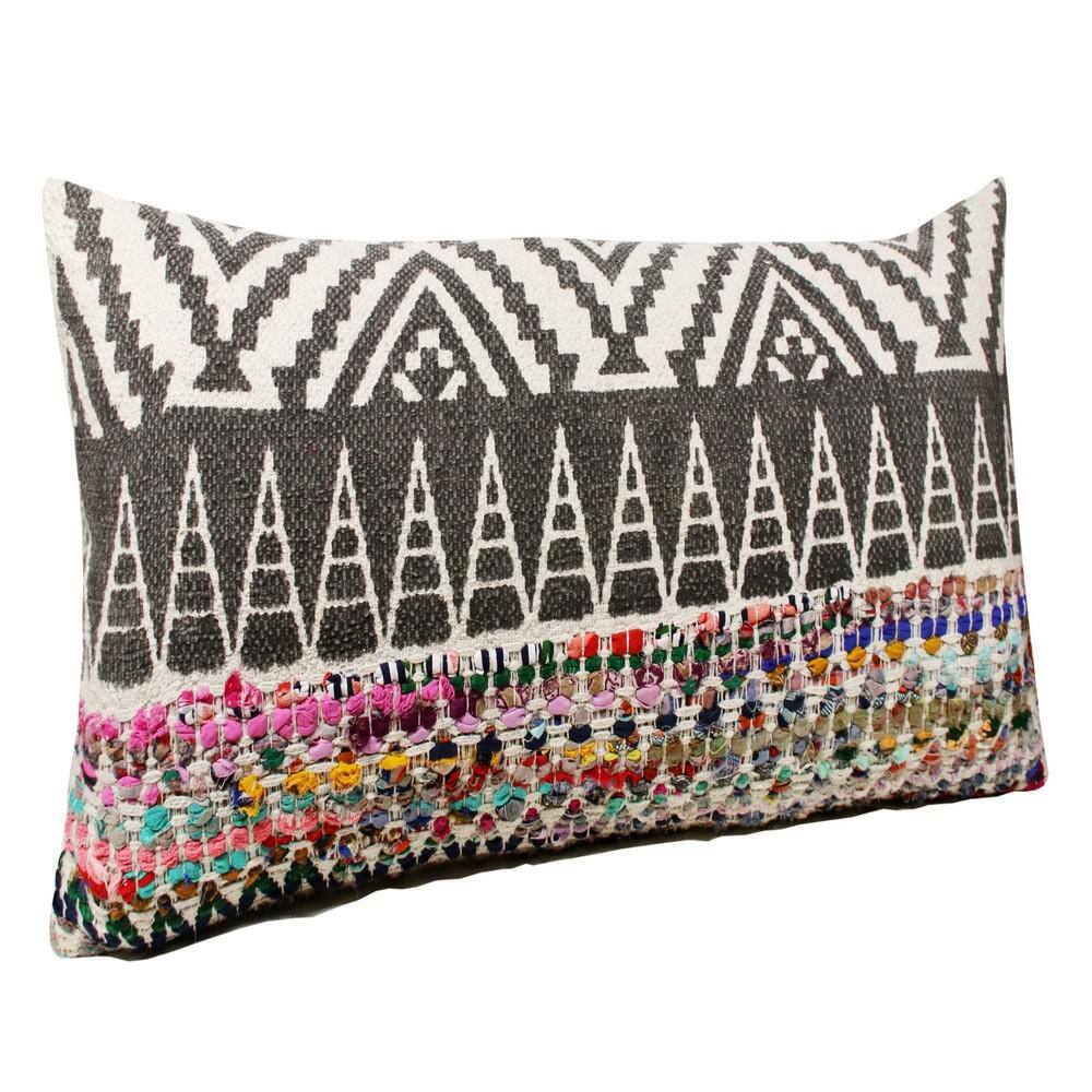 Boho Geometric Multicolored Rectangular Throw Pillow, 14" x 36"