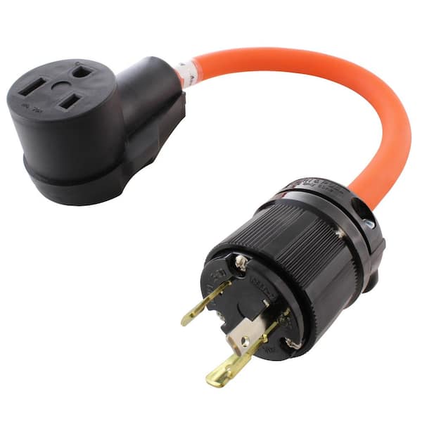 AC WORKS AC Connectors 1.5 ft. 10/3 30 Amp 125-Volt L5-30P Generator Locking Plug to 6-50R 50 Amp Welder Adapter