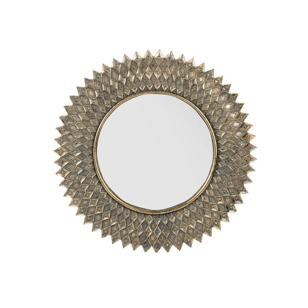 Gold 13.2 in. W x 13.2 in. H Round Metal Framed Wall Mirror