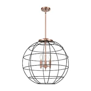 Lake Placid 60-Watt 3-Light Antique Copper Shaded Mini Pendant Light with Metal Shade