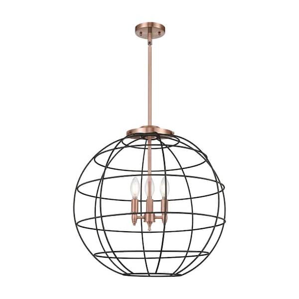 Innovations Lake Placid 60-Watt 3-Light Antique Copper Shaded Mini Pendant Light with Metal Shade