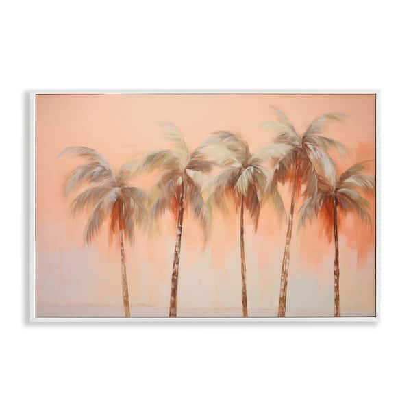 Stupell Industries Soft Palm Tree Lineup by Arlington Prints White Framed Nature Giclee Art Print 20 in. x 30 in.