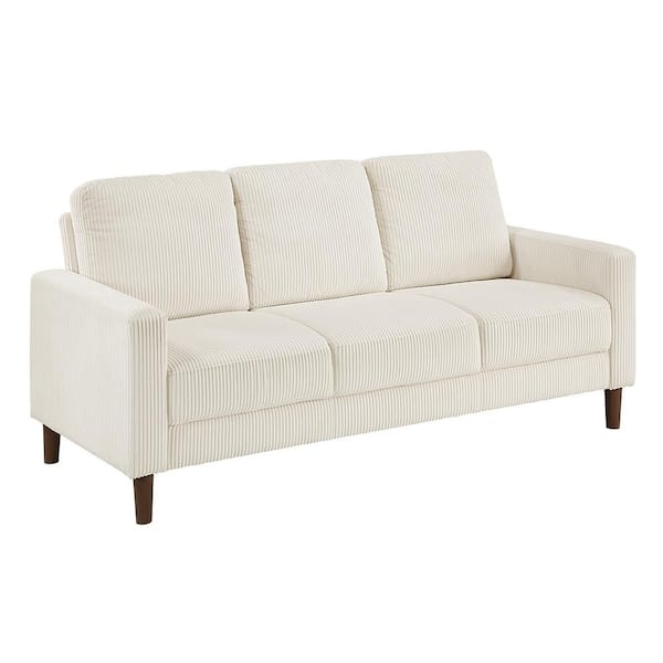 Mackay 76.5 in. W Straight Arm Corduroy Fabric Rectangle Sofa in Beige