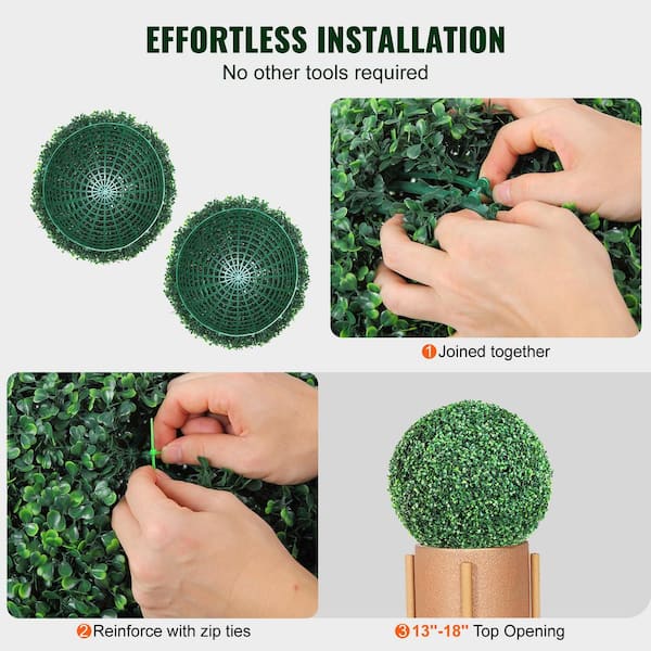 Indoor 15 in. Artificial Boxwood Topiary Ball Artificial Plant Ball with White Flower for Wedding Party Decoration