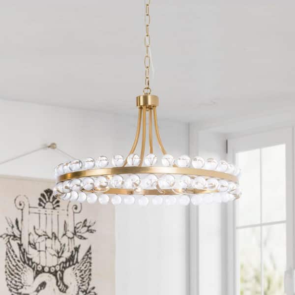 Jackson 8-Light 24 In. Brass Crystal Traditional Circle Dimmable Chandeliers Living Dining Foyer Lighting