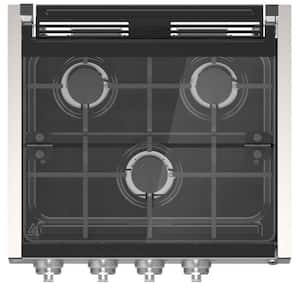 20 in., Stainless Steel Slide-In 3 Burner Gas RV Cooktop with Glass Cover