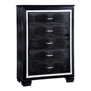 17.5 in. Black 5-Drawer Wooden Chest of Drawers