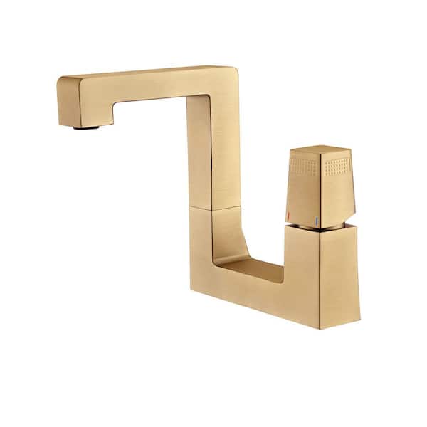 Tomfaucet Single Handle Single Hole Bathroom Faucet in Brushed Gold