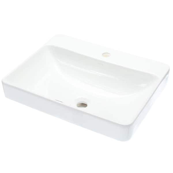 KOHLER Vox 23 in. Rectangle Vitreous China Vessel Sink in White with Overflow Drain
