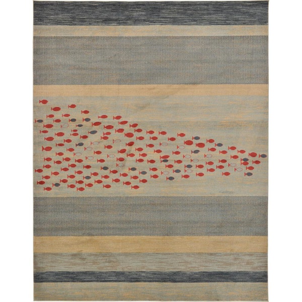 Unique Loom Fars Jordan Light Blue 10' 0 x 13' 0 Area Rug
