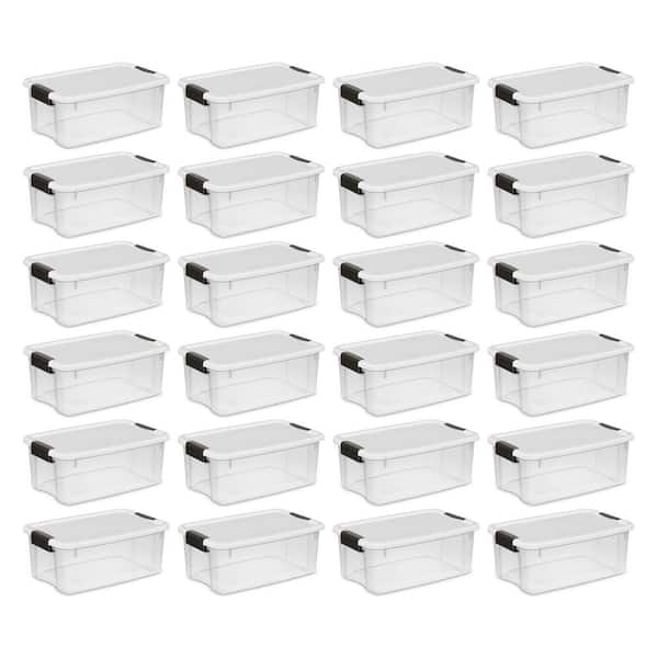 Sterilite 18 Qt. Clear Ultra Latch Storage Organizer Container Box (24-Pack)