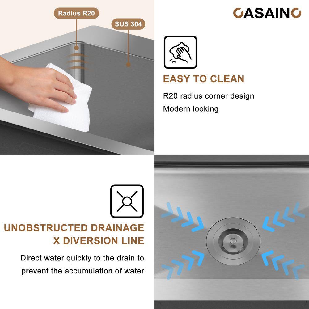 33'' Stainless Steel Drop-In Single Bowl Kitchen Sink