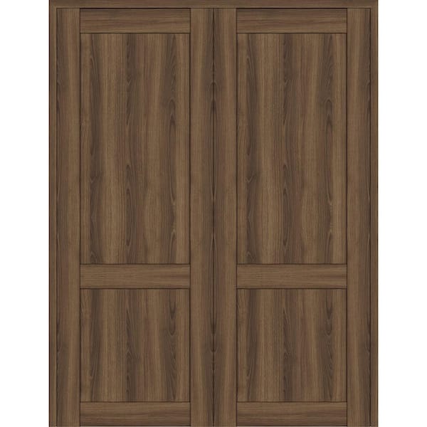 Belldinni 2 Panel Shaker 72 in. x 96 in. Both Active Pecan Nutwood Wood Composite Solid Core Double Prehung Interior Door