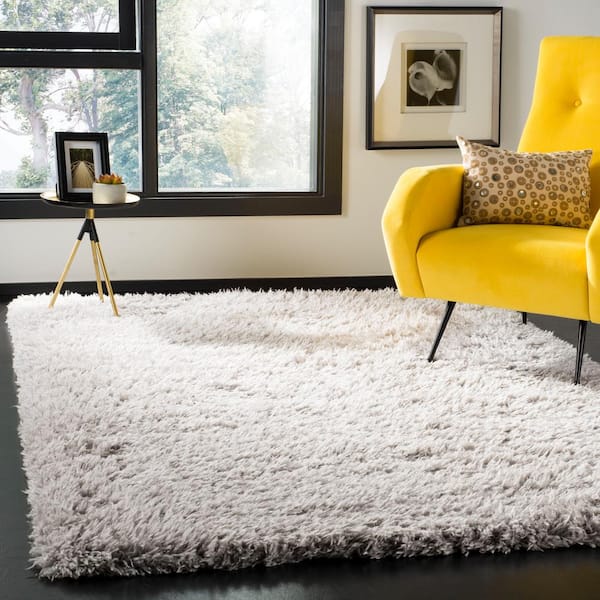 Flokati Shag 7 ft. x 9 ft. Silver Solid Color Gradient Area Rug