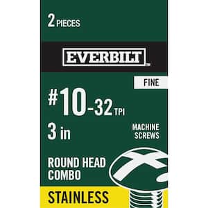 #10-32 x 3 in. Stainless Steel Phillips-Slotted Round-Head Machine Screws (2-Pack)
