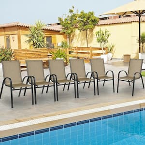 8-Piece Patio Outdoor Dining Chair Stackable Armchair with Breathable Fabric