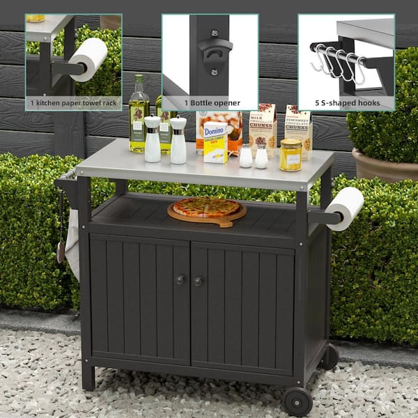 Outdoor Bbq Storage Cabinet Zeus Ruta Black Outdoor Grilling Table