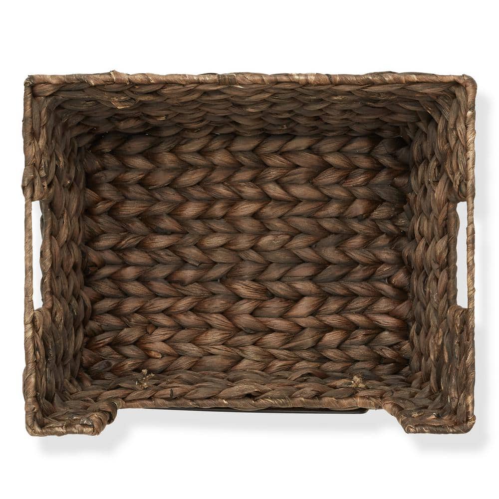 Espresso Water Hyacinth Rectangular Storage Baskets with Chalkboard Labels