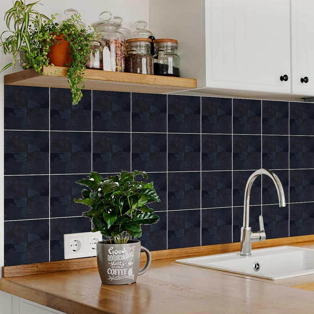 Dark Slate Gray Vinyl Peel and Stick Mosaic Tile Set