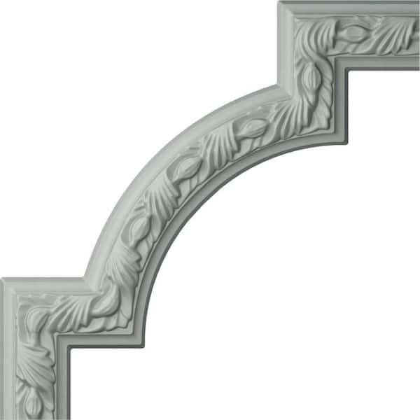 Ekena Millwork 12-3/4 in. x 3/4 in. x 12-3/4 in. Urethane Milton Running Leaf Panel Moulding Corner (Matches Moulding PML02X00MI)