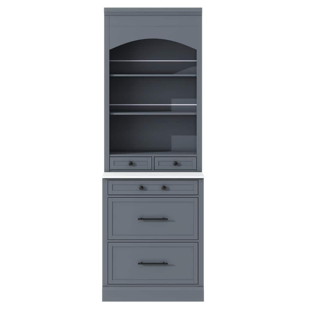 83.7 in. Freestanding Tall Kitchen Pantry Hutch with Faux Marble Top, Display Cabinet and Adjustable Shelf, Gray price history on PriceWatchPro