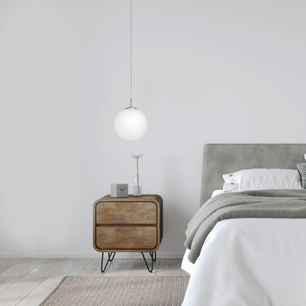 Modern Globe Nickel & Glass Pendant Light with Adjustable Height