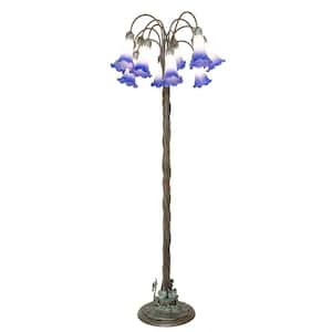 Pond Lily 61 in Bronze Victorian 12 Light Dimmable Tree Floor Lamp with Glass Cylinder Shade